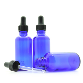 50ml Blue Moulded Glass Dropper & Bottles