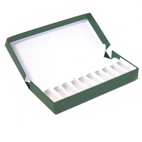 Green Cardboard Box with 10x 2g Screw-Cap Vials